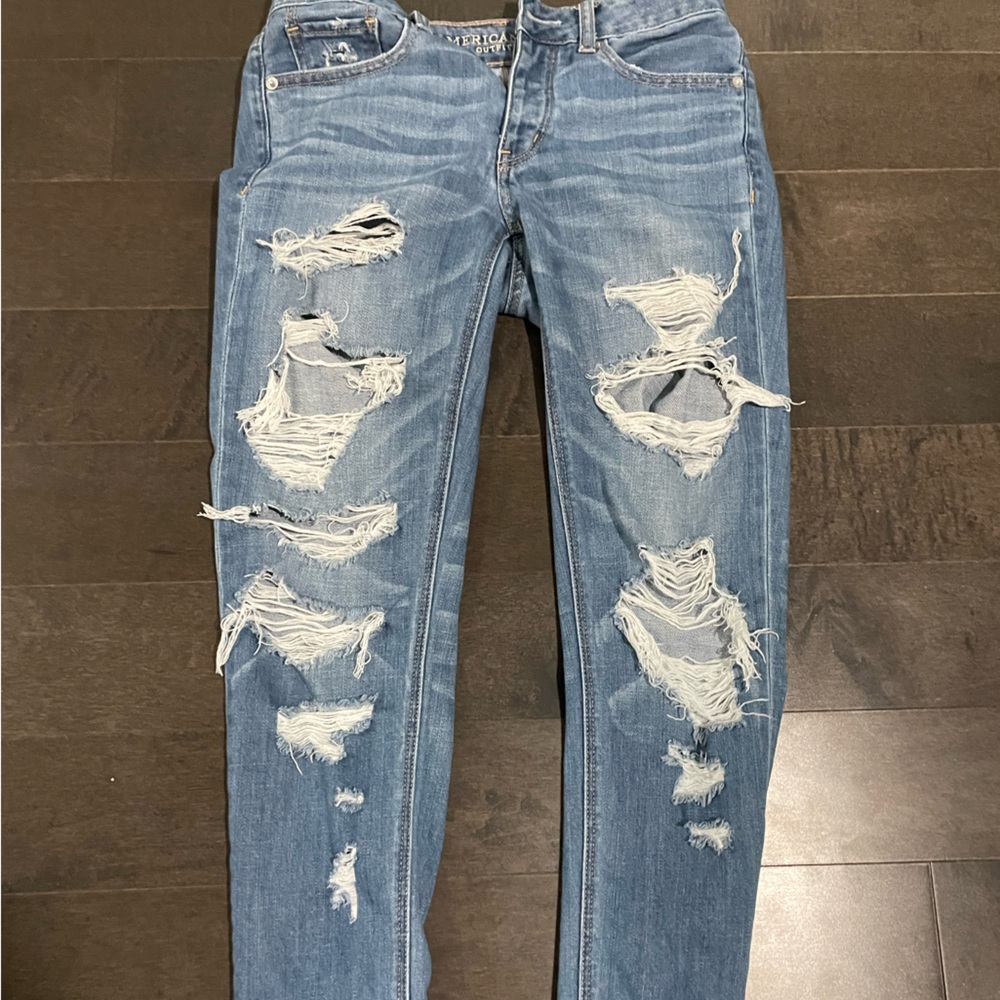 Distressed Blue Jeans